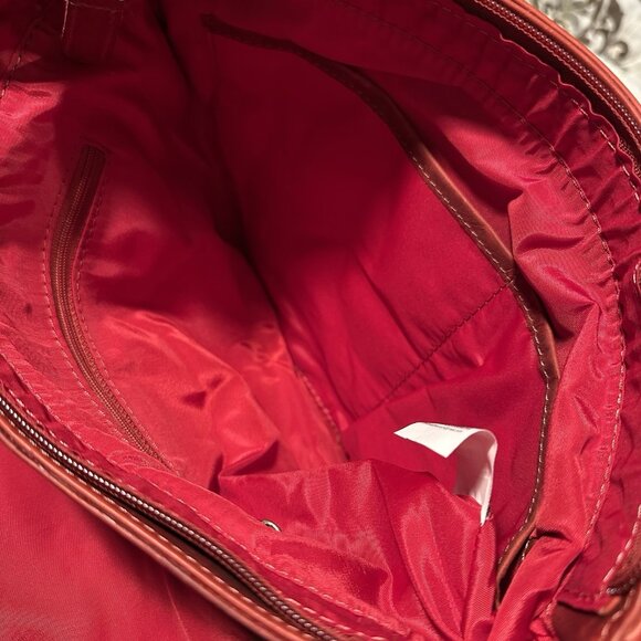 Valenchi Flower Embossed Red Leather Purse Hand Crafted Crossbody Sling Bag - Picture 4 of 11